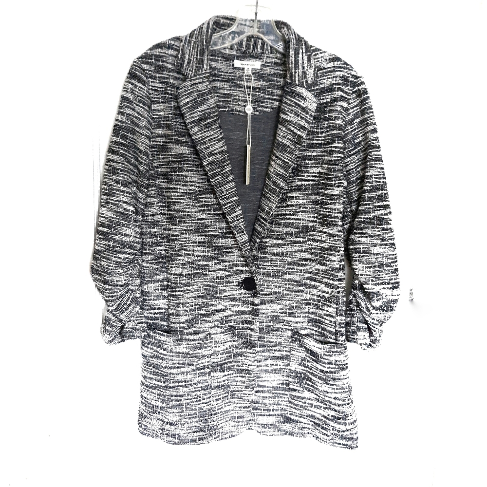 MAX STUDIO Tweed Blazer Black Grey Size Medium